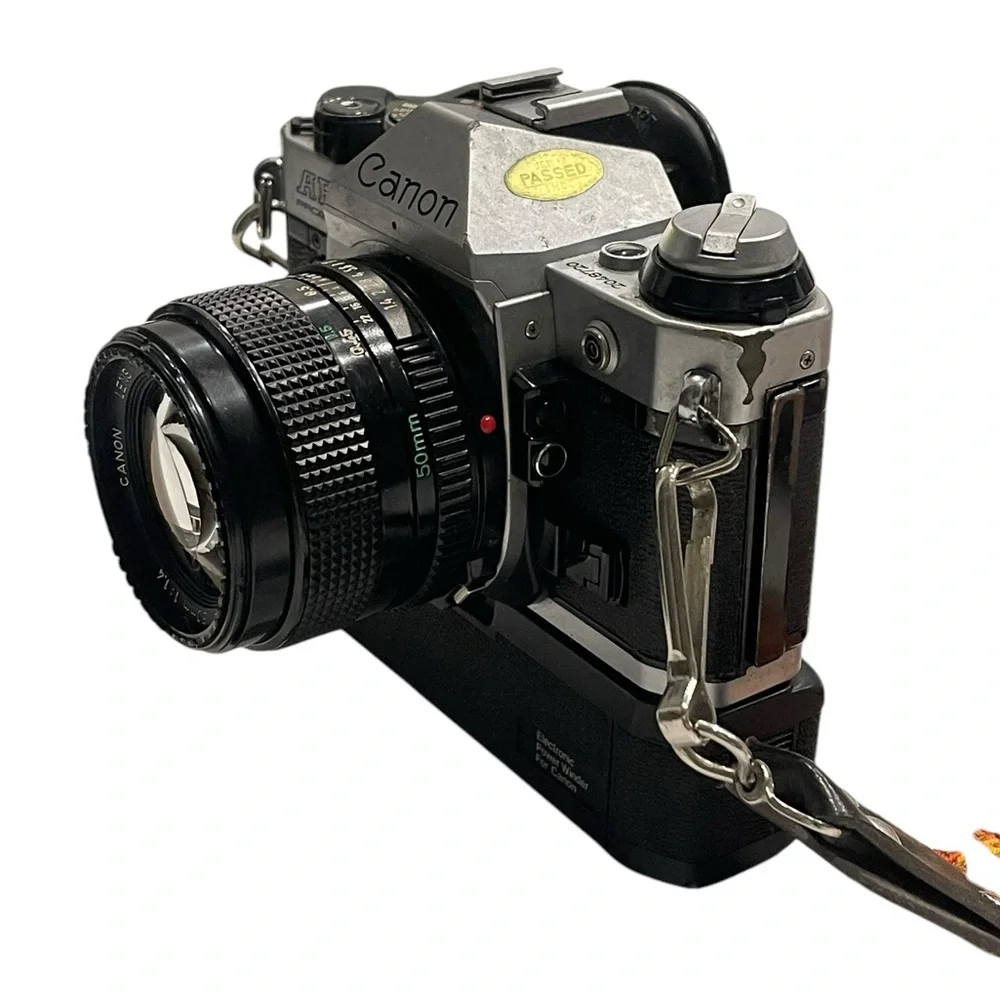 Canon AE-1 Program 35mm SLR Film Camera + FD 50mm Lens and Winder